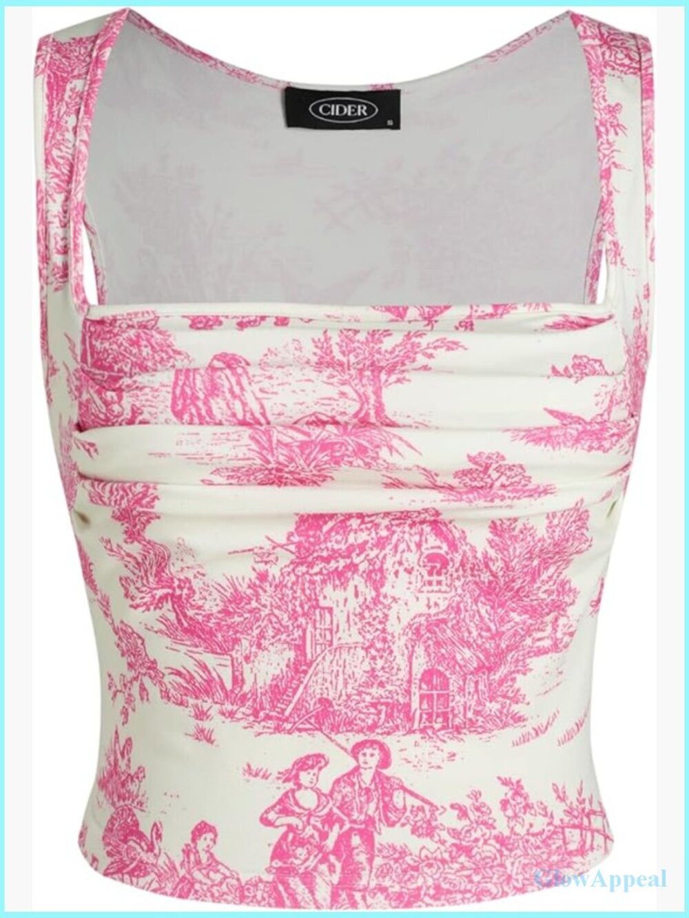 Sleeveless Ruched Floral Square Neck Crop Top High Stretch